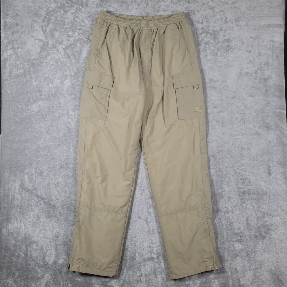 Vintage Starter Track Cargo Pants Mens XL Zip Ankles Adjust Waist Windbreaker